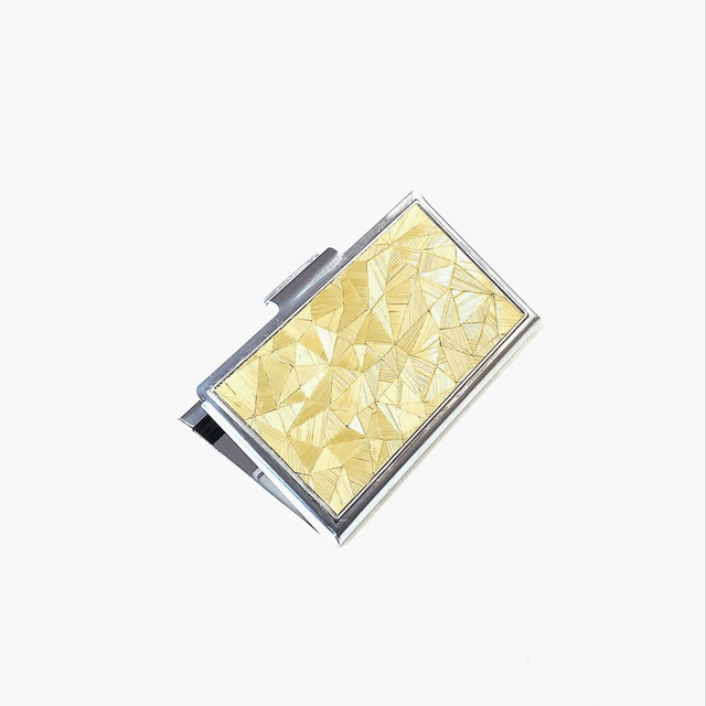 Étui à Cartes de Visite en Marqueterie de Paille de Seigle - Motif Géométrique Abstrait