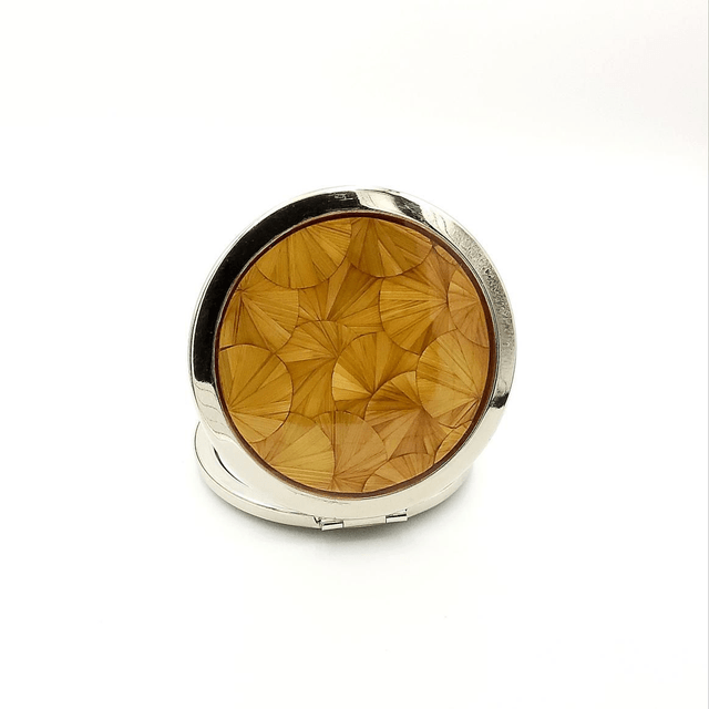 Miroir de sac en marqueterie de paille de seigle - Un accessoire unique et raffiné