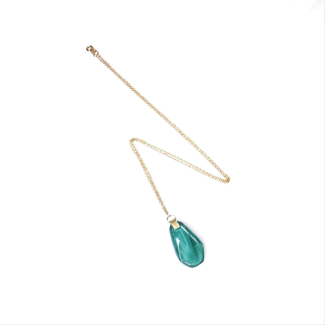 Collier Émeraude - Marqueterie de Paille de Seigle