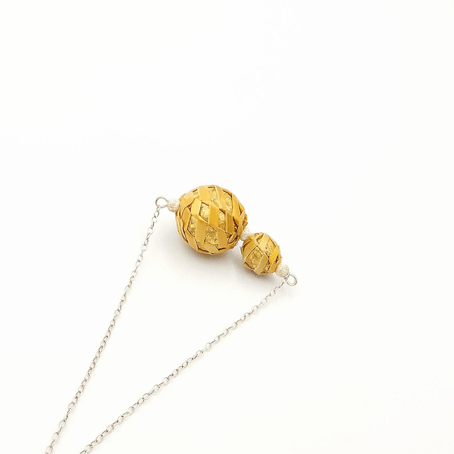Collier paille dorée et argent 925