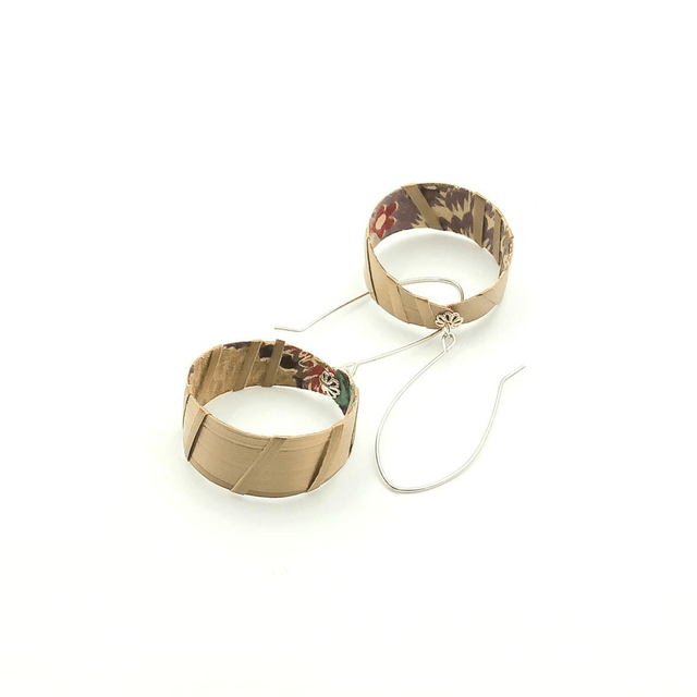 Boucles d'oreilles créoles, paille de couleur bronze