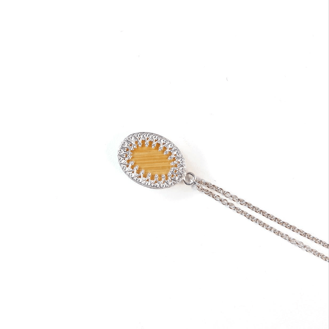 Collier "Mandarine" - Marqueterie de paille de seigle et argent 925
