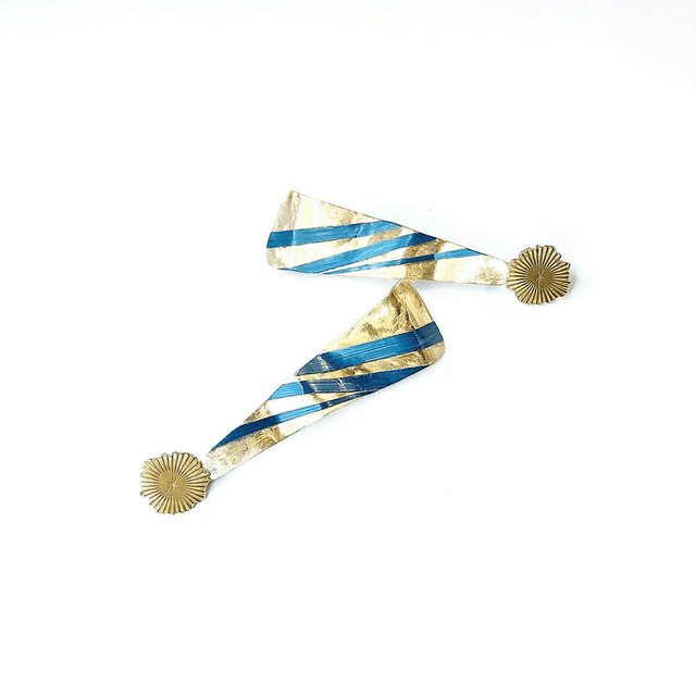Clous d'oreilles longs en paille de seigle bleue - Le chic responsable