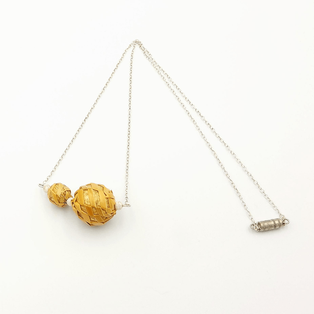 Collier paille dorée et argent 925