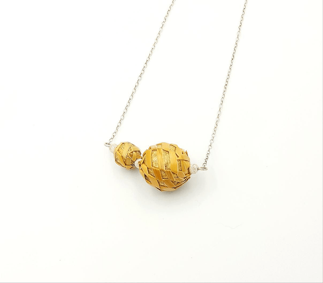 Collier paille dorée et argent 925