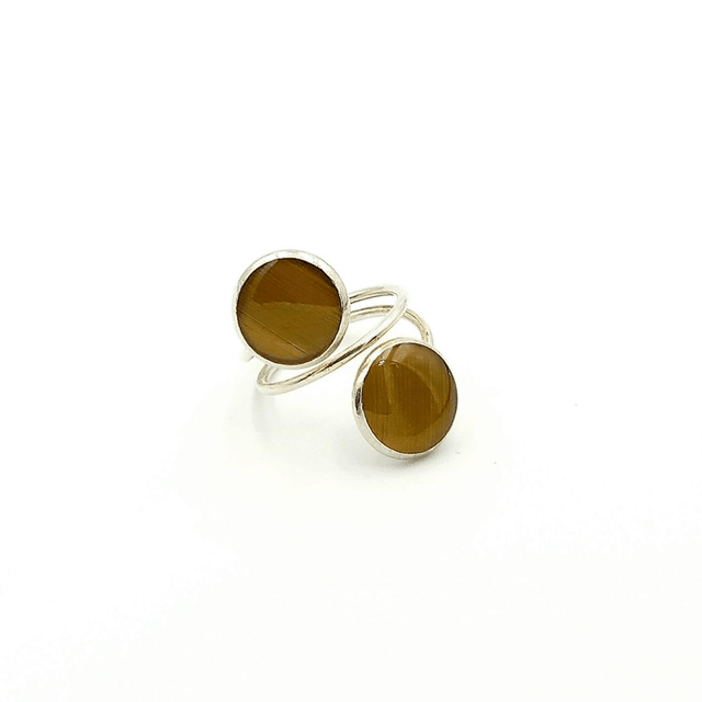 Bague "Toi & Moi" en Marqueterie de Paille de Seigle - Pièce Unique et Artisanale