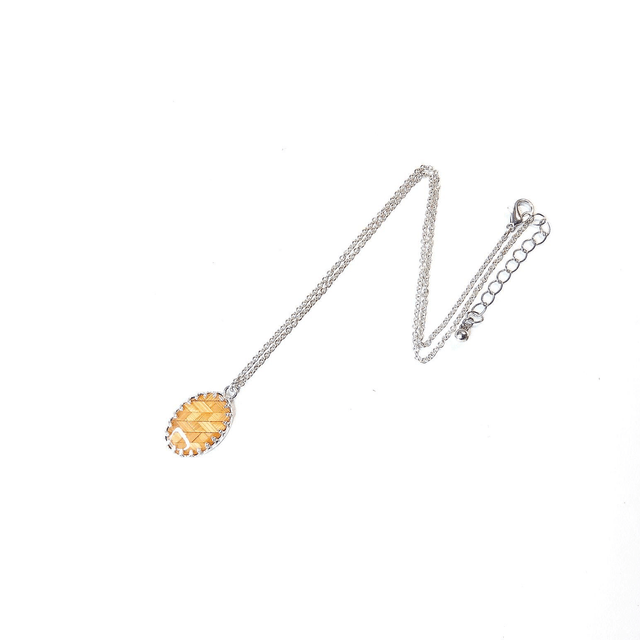 Collier "Mandarine" - Marqueterie de paille de seigle et argent 925