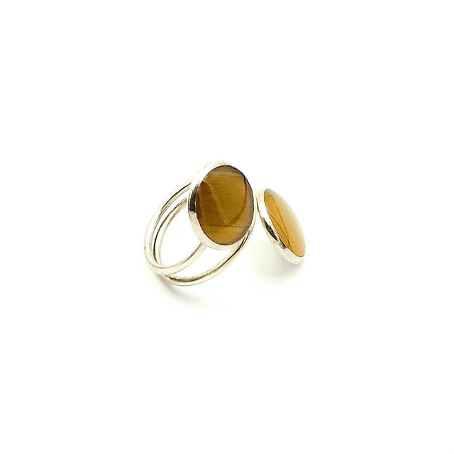 Bague "Toi & Moi" en Marqueterie de Paille de Seigle - Pièce Unique et Artisanale