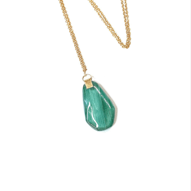 Collier Émeraude - Marqueterie de Paille de Seigle