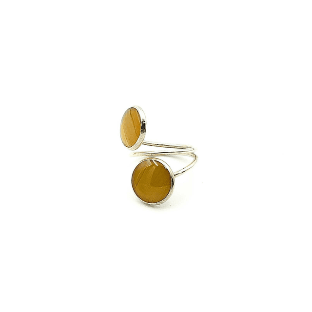 Bague &quot;Toi &amp; Moi&quot; en Marqueterie de Paille de Seigle - Pièce Unique et Artisanale