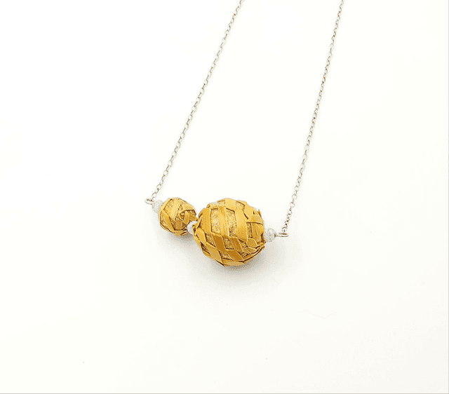 Collier paille dorée et argent 925